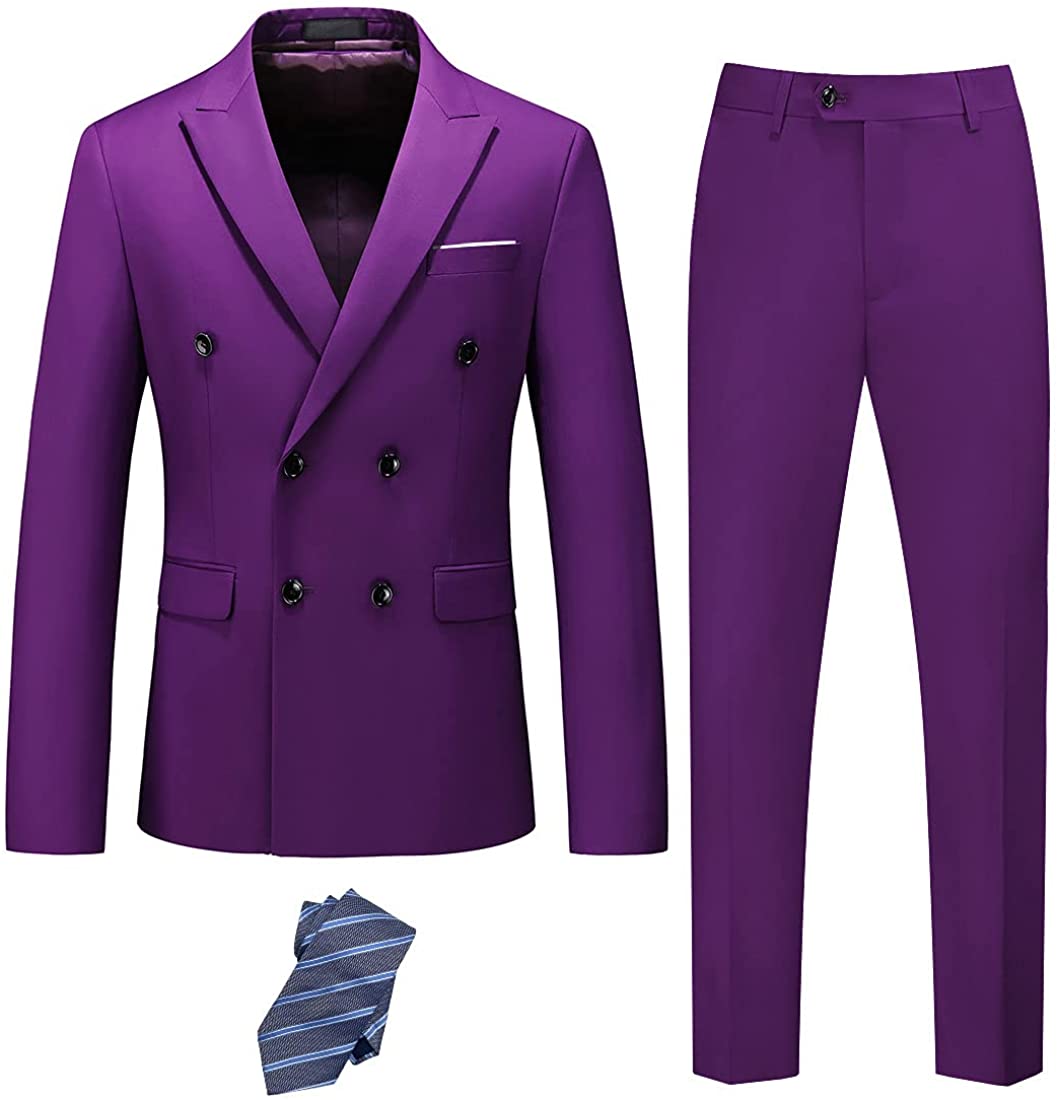 Miami Style Purple Double Breasted 2 Piece Men's Suit