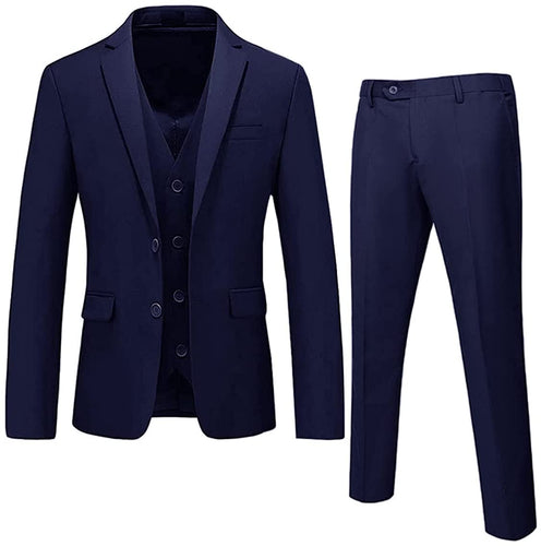 Men's Navy Blue Double Breasted 3pc Suit