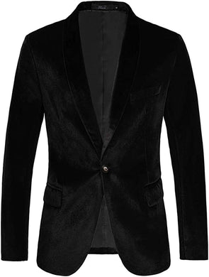 Men's Black Velvet Formal Blazer Sport Coat
