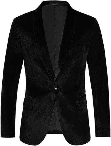 Men's Black Velvet Formal Blazer Sport Coat