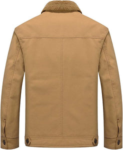 Men's Khaki Winter Fleece Military Bomber Jacket