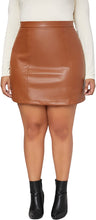 Load image into Gallery viewer, Plus Size Black Faux Leather Mini Skirt