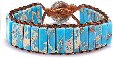 Chakra Turquoise Natural Sea Sediment Stone Bohemian Bracelet