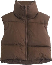 Load image into Gallery viewer, Outerwear Brown Lightweight Sleeveless Women&#39;s Puffer Vest