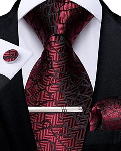 Men's High Quality Jacquard Silk Grey Cufflink Tie Clip Set