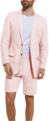 Summer Beach Pink Blazer Short Pants 2 Pieces Men's Suit