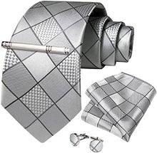 Load image into Gallery viewer, Men&#39;s High Quality Jacquard Silk Sage Green Cufflink Tie Clip Set