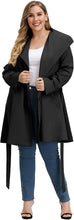 Load image into Gallery viewer, Lapel Trench Black Plus Size Coat Belted Lightweight Long Jacket