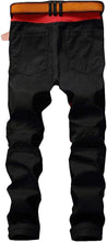 Load image into Gallery viewer, Men&#39;s Black-Red Ripped Moto Biker Jeans