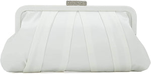 Special Occasion Satin Pleated White Evening Bag