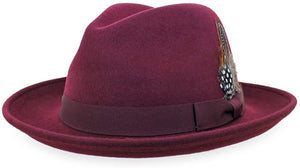 Men's Burgundy Pure Wool Vintage Style Hat
