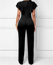 Load image into Gallery viewer, In Style Black Bodycon Short Ruffle Sleeve Jumpsuit