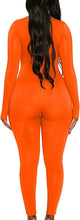 Load image into Gallery viewer, Knit Orange Long Sleeve Scoop Neck Jumpsuit