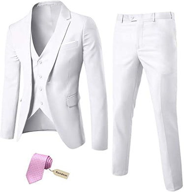 Men's Barcelona Natural White 3pc Slim Fit Suit Set