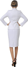 Load image into Gallery viewer, Modern White Deep V-Neck 2 Pc Skirt and Suit Jacket Set