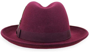 Men's Burgundy Pure Wool Vintage Style Hat