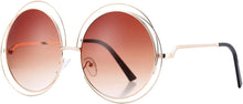 Load image into Gallery viewer, Bronze Rose Tinted Metal Wire Frame Oversized Round Sunglasses