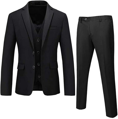 Men's Black Long Sleeve Double Breasted 3pc Suit