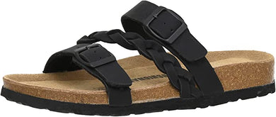 Black Braided Soft Cork Buckle Summer Sandals