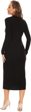 Load image into Gallery viewer, Stellar Black Button Down Tea Length Knit Sweater Dress