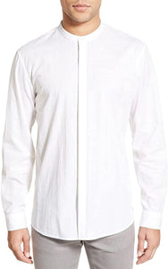 Men's White  Linen Button Down Shirt