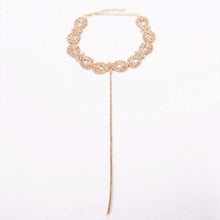 Load image into Gallery viewer, Crystal Tassel Gold Fancy Iced Choker Necklace