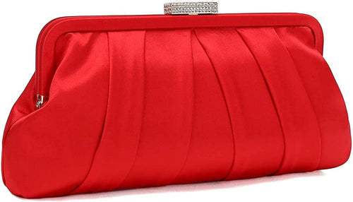 Special Occasion Satin Pleated Red Evening Bag