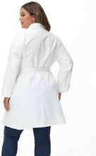 Load image into Gallery viewer, Lapel Trench White Plus Size Coat Belted Lightweight Long Jacket