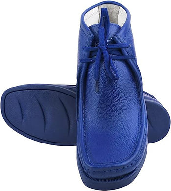Men's Genuine Leather Blue Moccasin Style Boots