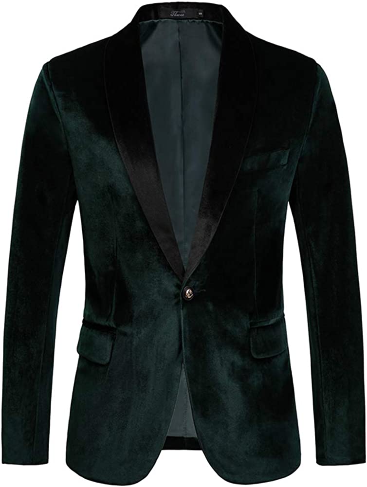 Elegant Green Velvet Men's Blazer Sport Coat