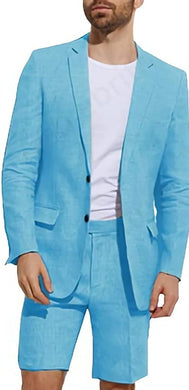 Summer Beach Aqua Blazer Short Pants 2 Pieces Men's Suit
