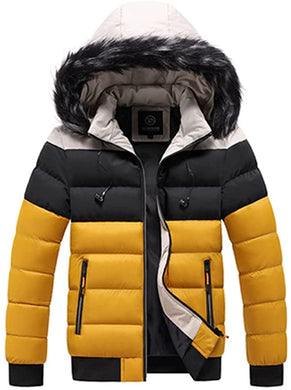Men's Warm Puffer Hooded Jacket w/Removable Hood Winter Coat