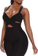 Load image into Gallery viewer, One Piece Bodycon Black Criss Cross Cut Out Jumpsuit