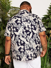 Load image into Gallery viewer, Men&#39;s Big &amp; Tall Black &amp; White Floral Short Sleeve Shirt
