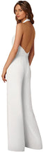 Load image into Gallery viewer, NeckHalter Deep V-Neck White High Waisted Wide Leg Jumpsuits
