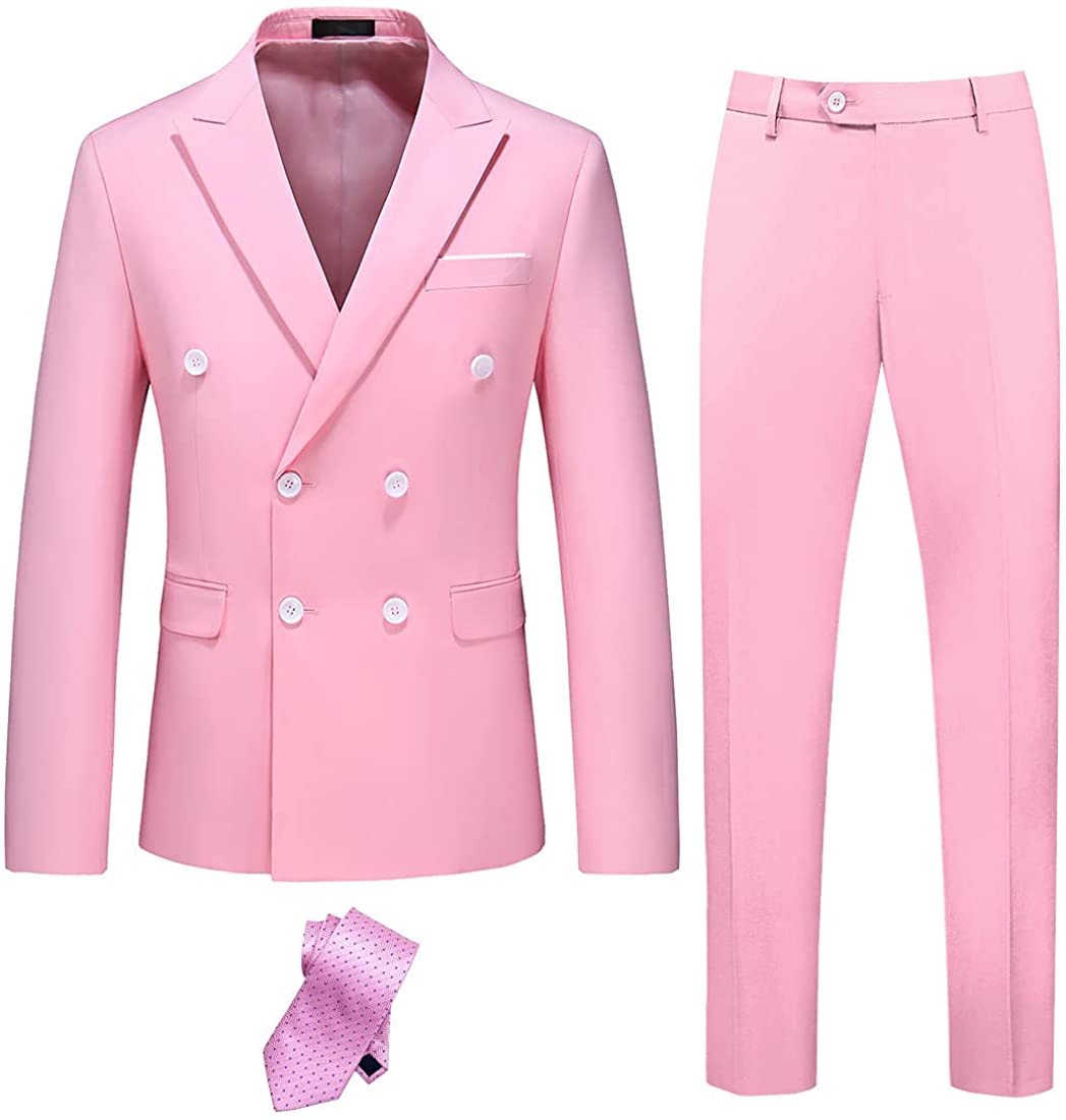 Miami Style Pink Double Breasted 2 Piece Men's Suit