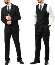 Load image into Gallery viewer, Men&#39;s Black Single Breasted 3pc Formal Dress Suit