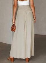 Load image into Gallery viewer, Luxe White Chiffon Smocked Waist Wide Leg Pants