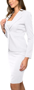 Formal White 2pc Blazer Jacket and Pencil Skirt Set