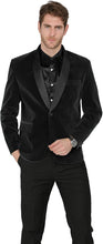 Load image into Gallery viewer, Men&#39;s Shawl Lapel Black Velvet One Button Blazer Suit
