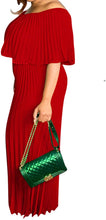 Load image into Gallery viewer, Plus Size Red Pleated Off Shoulder Jumpsuit