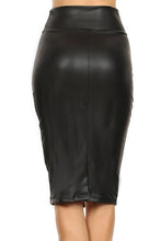 Load image into Gallery viewer, Black Faux Leather High Waist Pencil Skirt