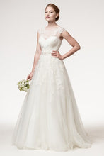 Load image into Gallery viewer, Elegant Sheer Vintage Long Lace Wedding Dress