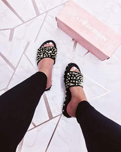 Load image into Gallery viewer, Spike Studded Black Slip On Mules Tonie Slide Sandals