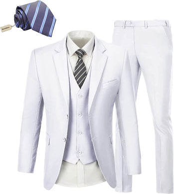 Men's White Single Breasted 3pc Formal Dress Suit
