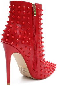 Rivets Red Autumn Pointed Toe Fashion Ankle Boots