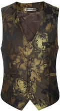 Load image into Gallery viewer, Gold Floral One Button Long Sleeve Men&#39;s 3-Piece Suit