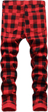 Load image into Gallery viewer, Unique Red Plaid Men&#39;s Biker Pants