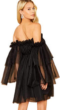 Load image into Gallery viewer, Romantic Chiffon Black Off Shoulder Tulle Dress
