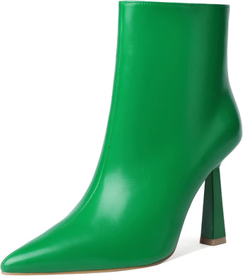 Goddess Green Pointed Toe Ankle Stiletto High Heeled Booties